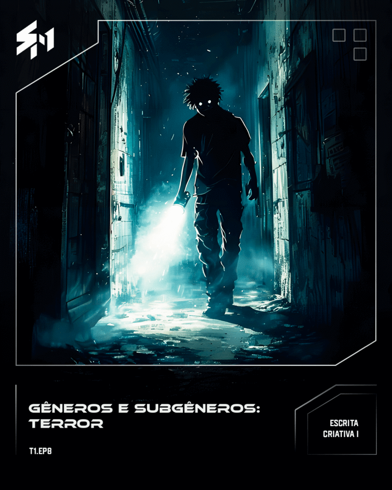 A dark and gloomy corridor with a person expressing fear and tension while crossing.