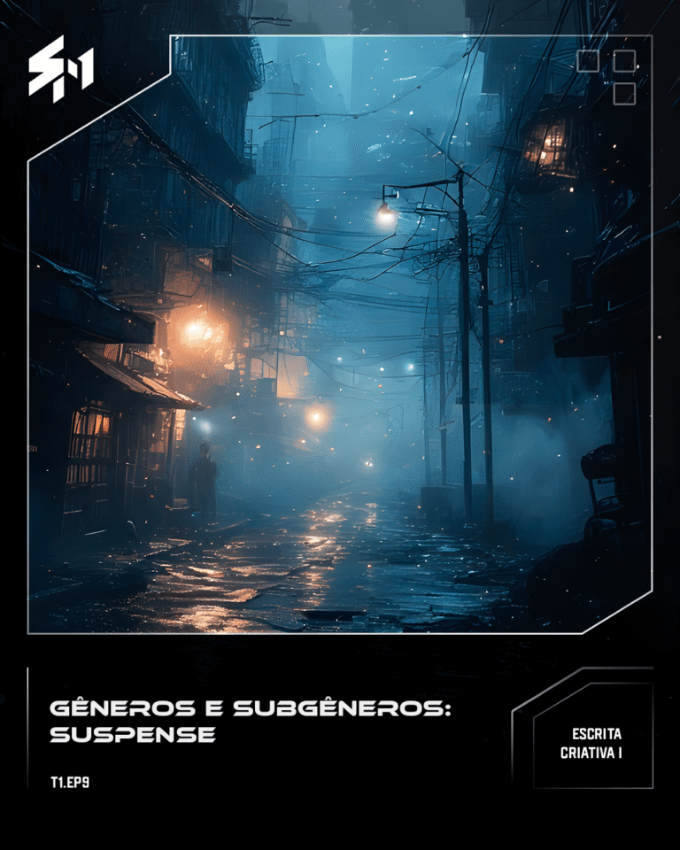 An empty and dark street with fog, buildings with dim lights, atmosphere of tension and mystery.